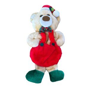 1985 Rennoc Santa’s Best 3D Tan Teddy Bear Plush Christmas Stocking 21" Vtg